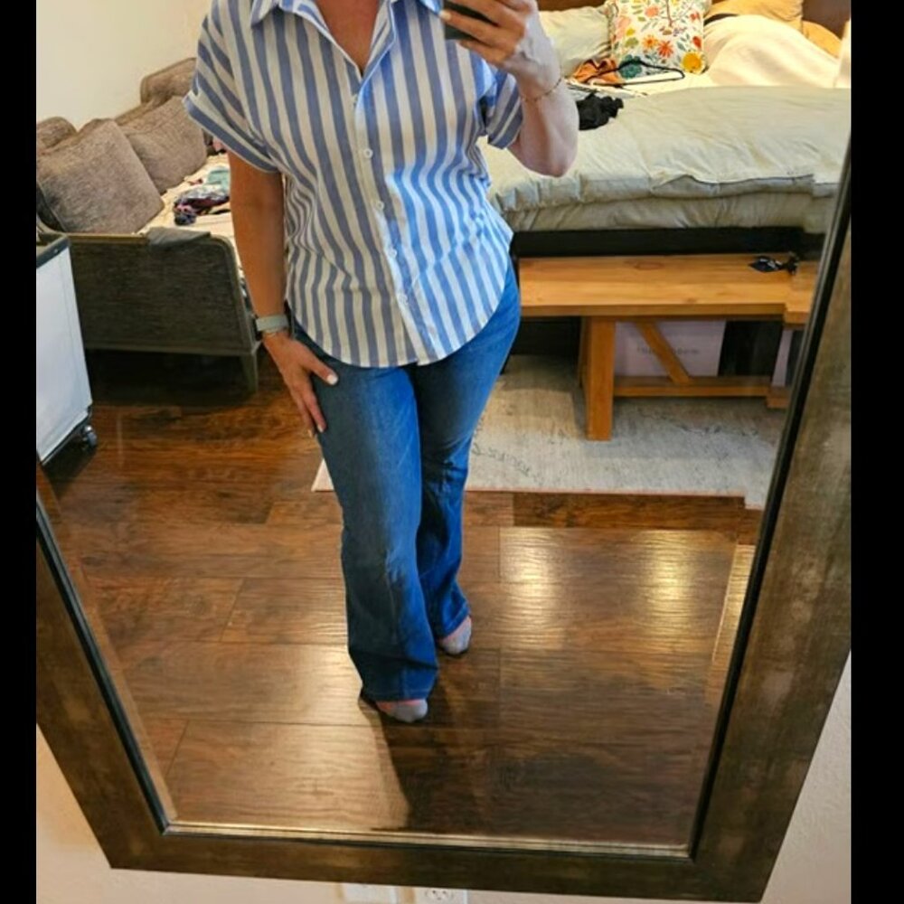 Blue and White striped button up